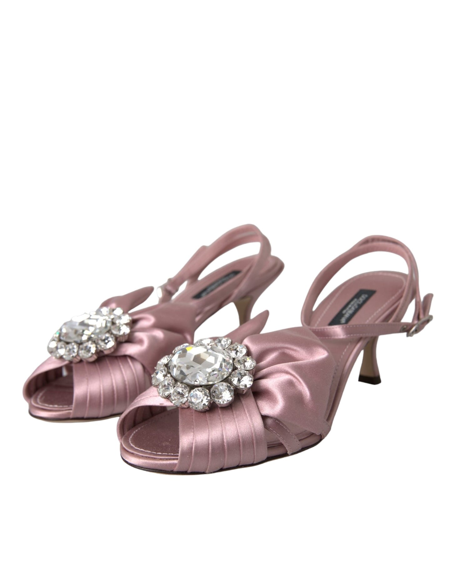- Pink Keira Crystal Heels Sandals Shoes