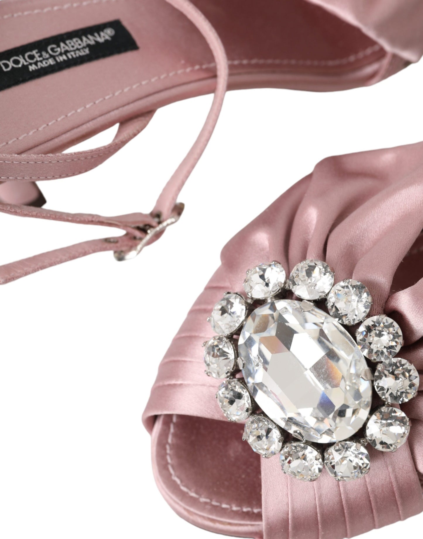 - Pink Keira Crystal Heels Sandals Shoes
