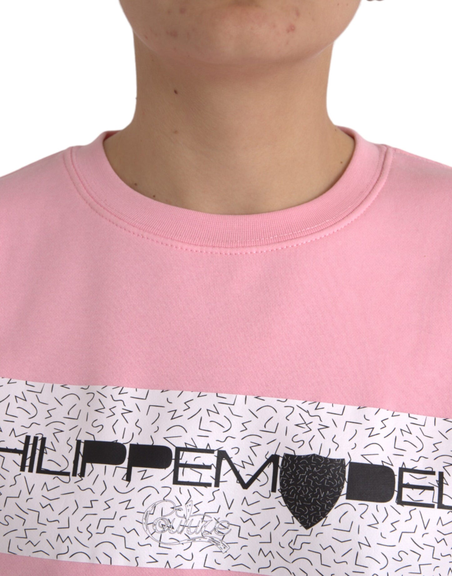 Pink Cotton Logo Long Sleeves Pullover Sweater - The Luxe Alliance