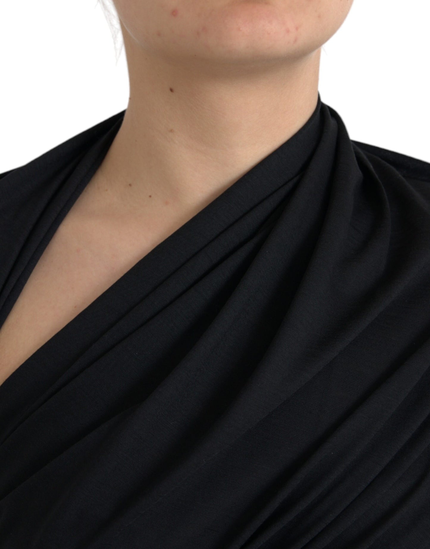 - Black Wool Cutout Asymmetric Long Sleeve Top