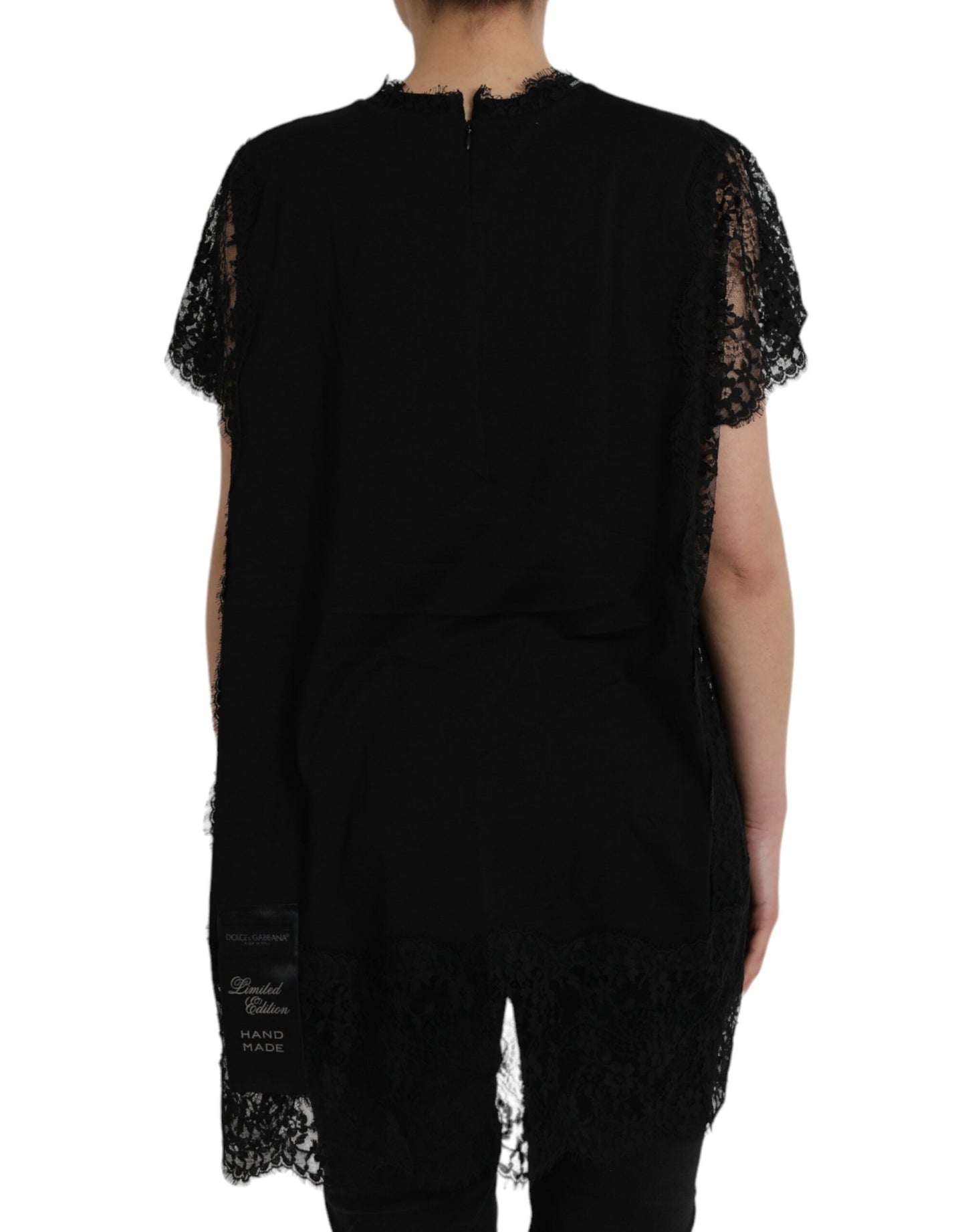 Black Sacred Heart Print Cotton Lace T-shirt - The Luxe Alliance