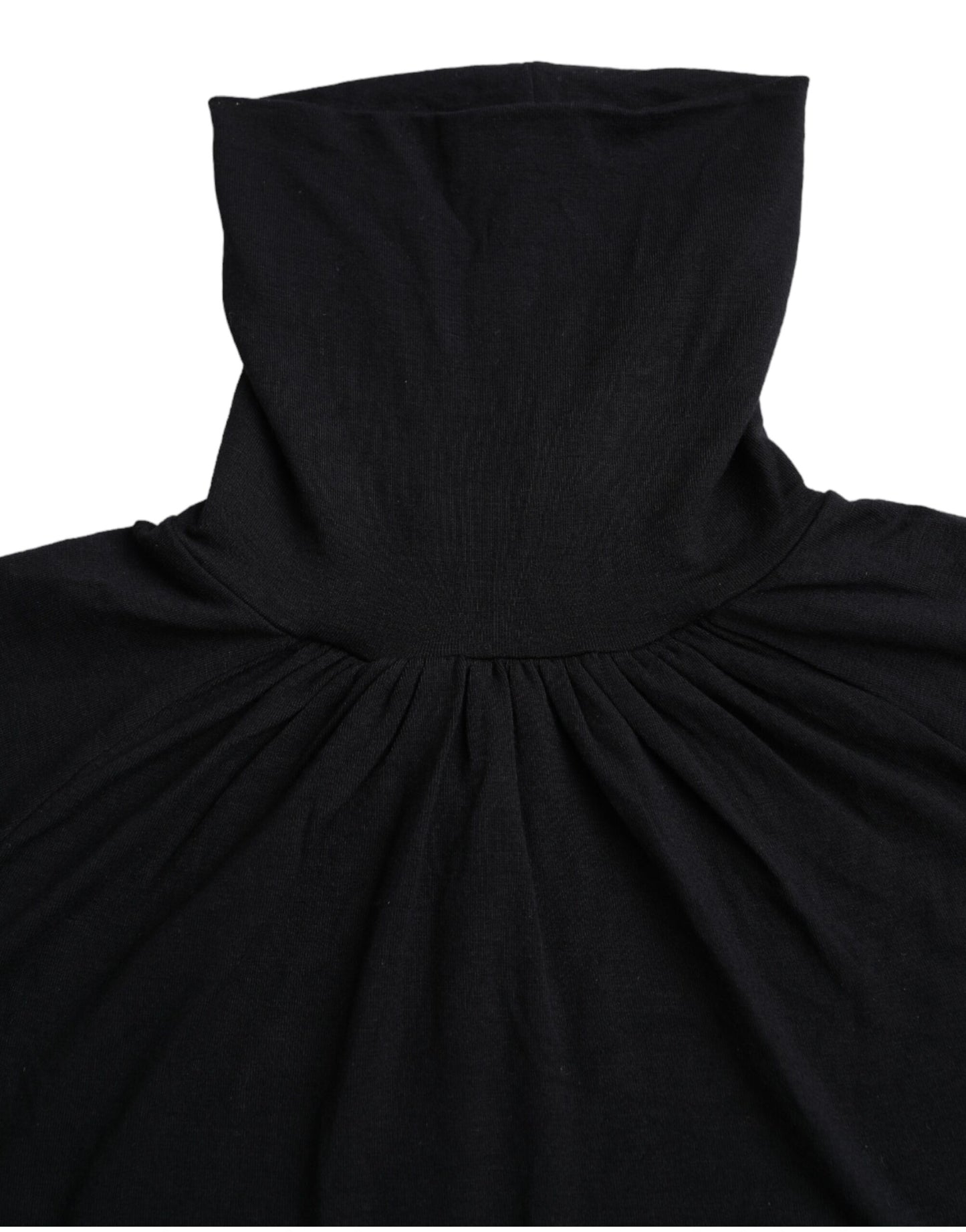 - Black Turtleneck Viscose Short Sleeve Top