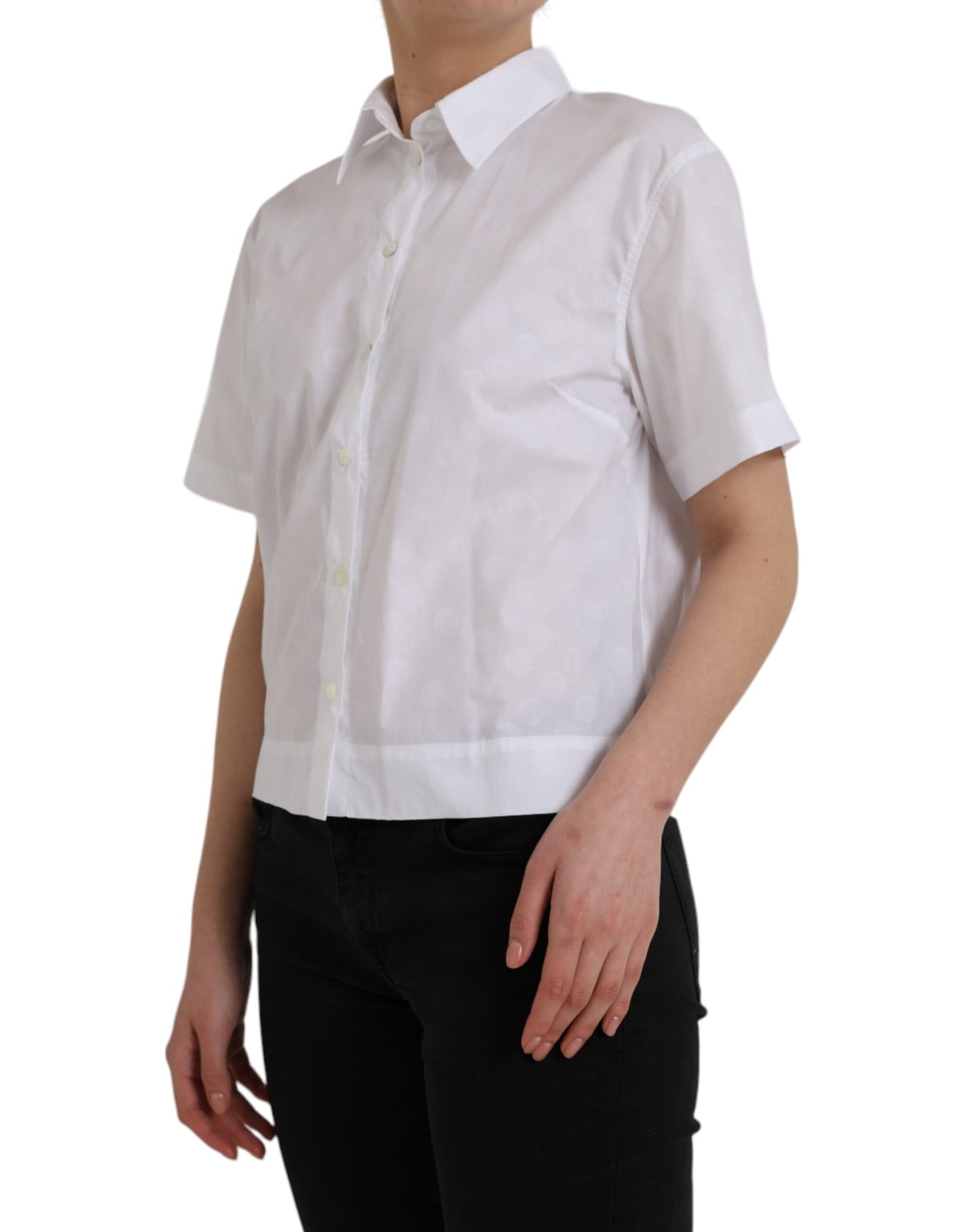 - White Collared Short Sleeve Polo Shirt Top