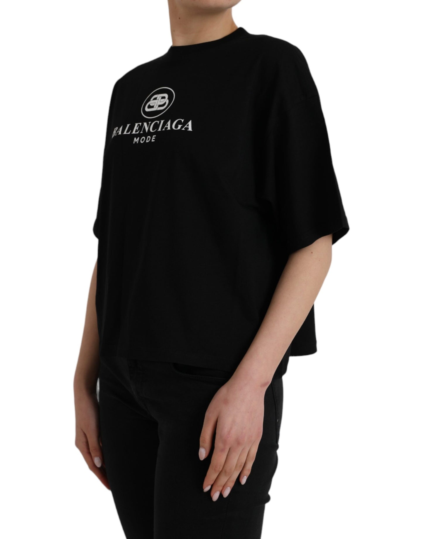 - Black Cotton Logo Crew Neck Short Sleeves T-shirt