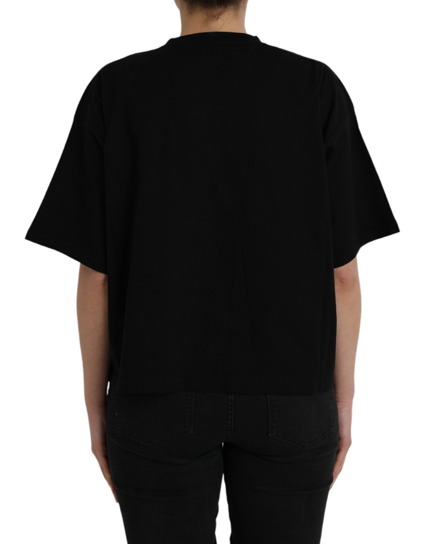 - Black Cotton Logo Crew Neck Short Sleeves T-shirt
