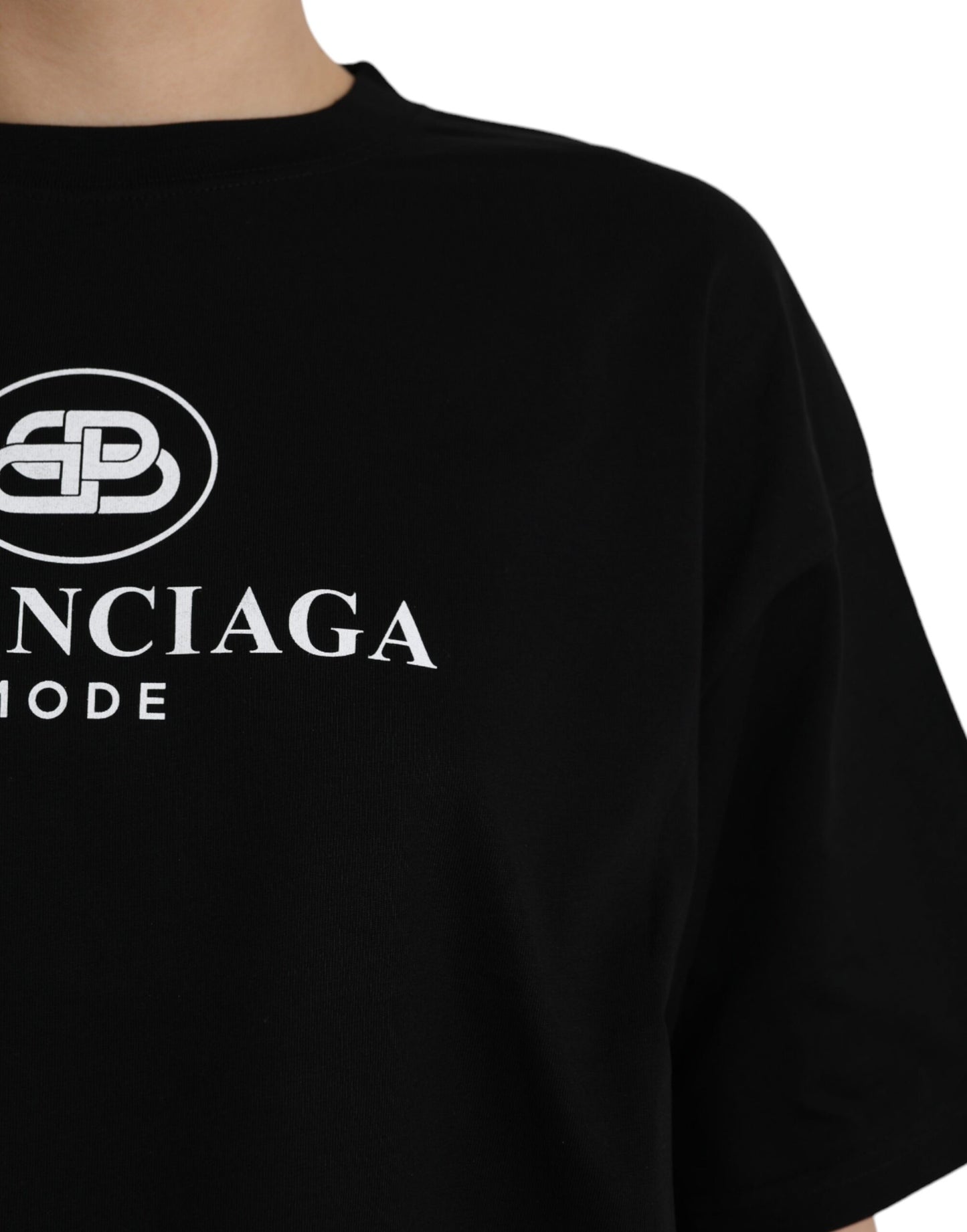 - Black Cotton Logo Crew Neck Short Sleeves T-shirt