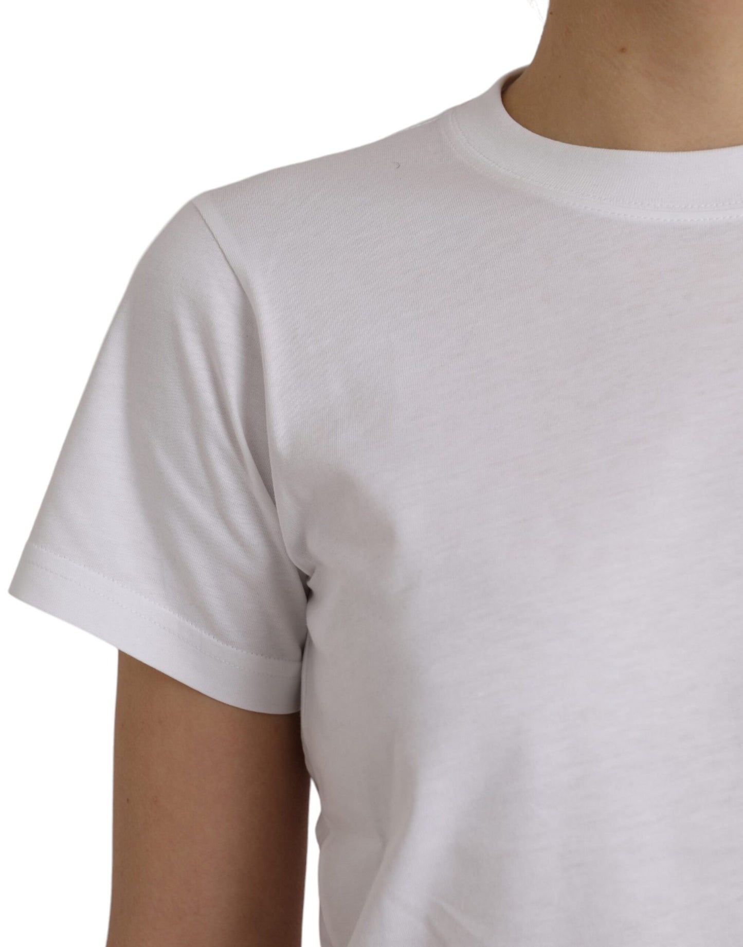 - White Cotton Crew Neck Short Sleeves T-shirt