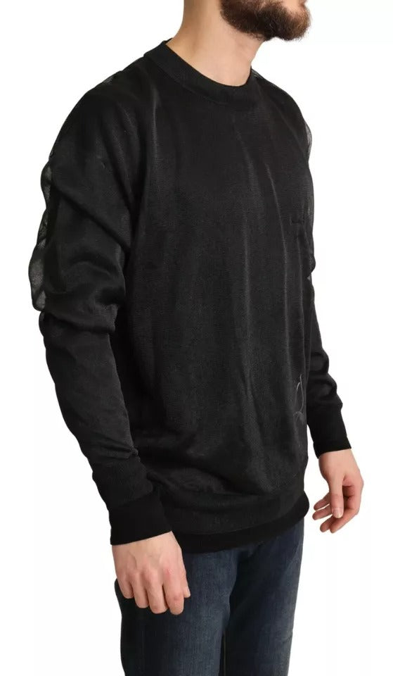 - Black Logo Crewneck Long Sleeve Pullover Sweater