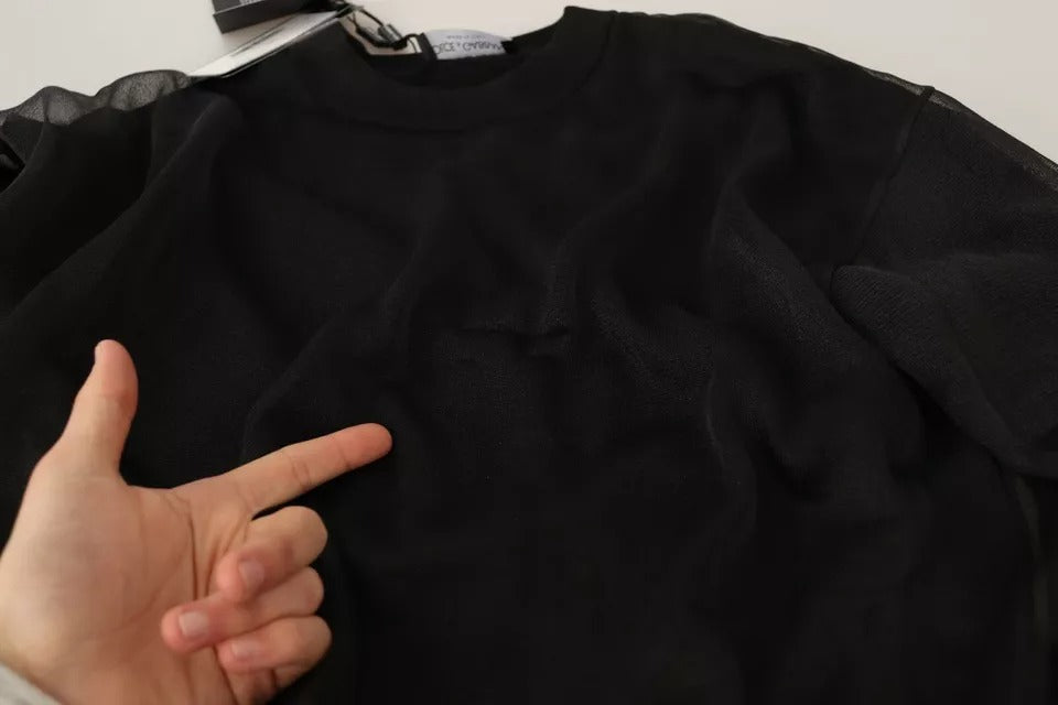 - Black Logo Crewneck Long Sleeve Pullover Sweater