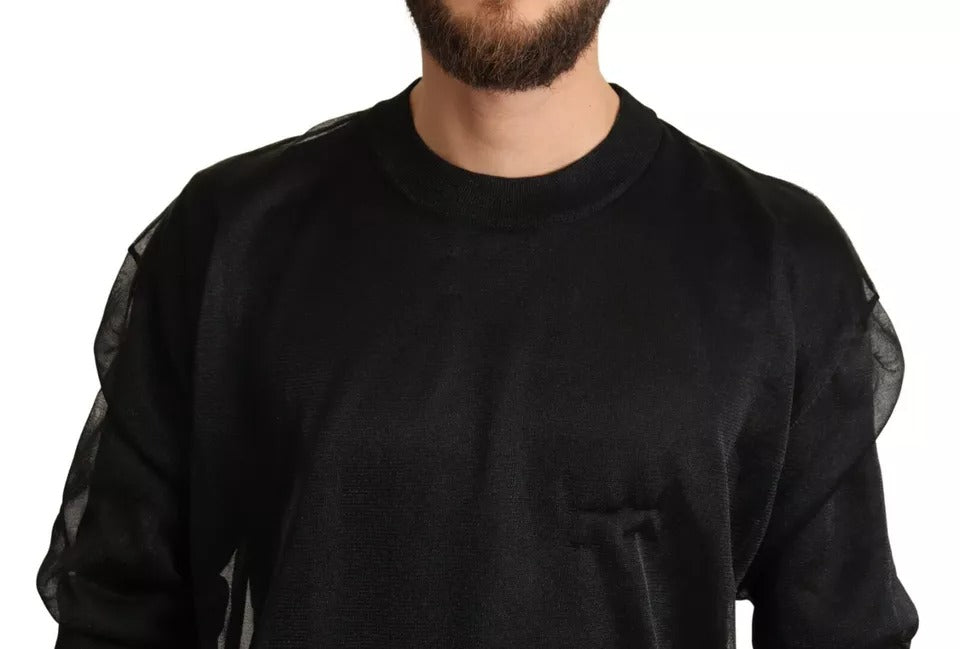 - Black Logo Crewneck Long Sleeve Pullover Sweater