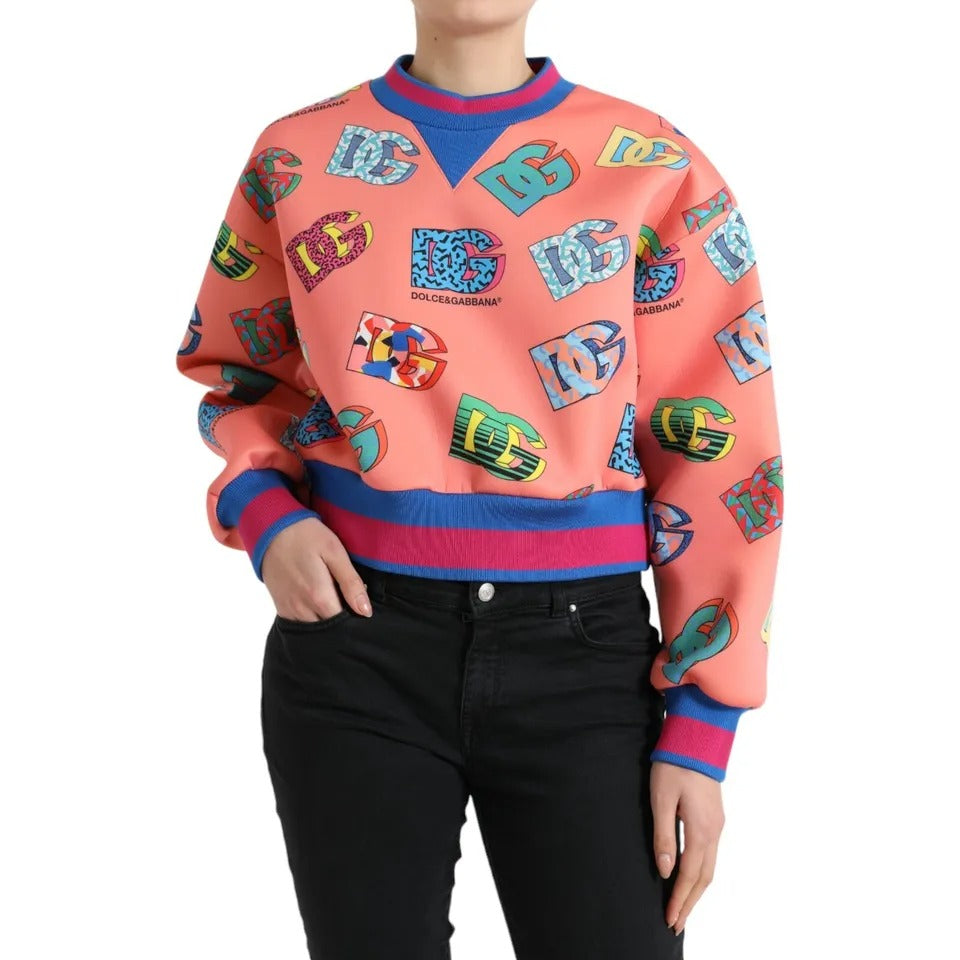 Dolce & Gabbana Salmon Pink Logo Print Sweatshirt