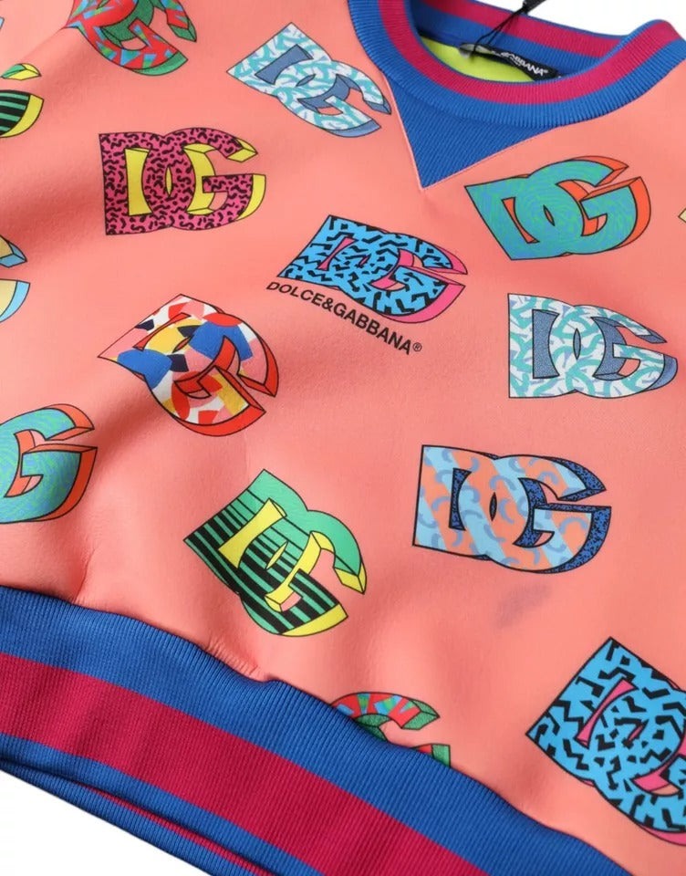 Dolce & Gabbana Salmon Pink Logo Print Sweatshirt