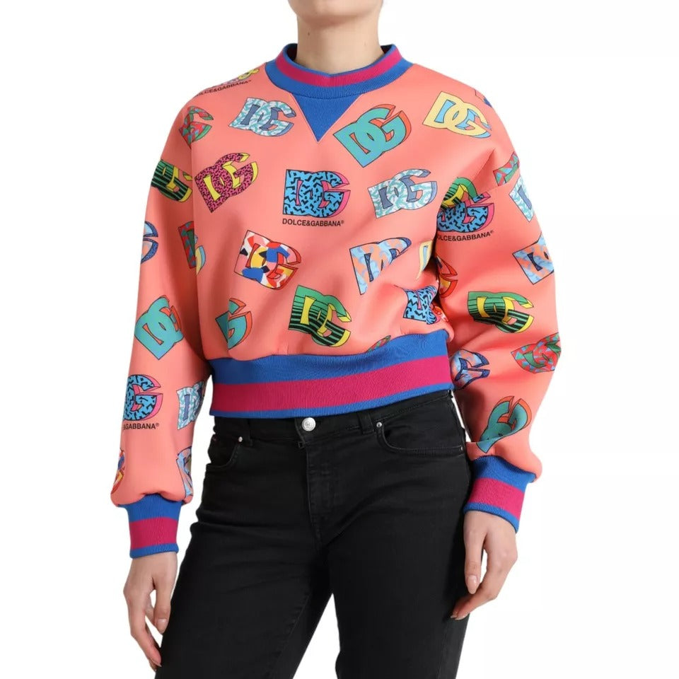 Dolce & Gabbana Salmon Pink Logo Print Sweatshirt