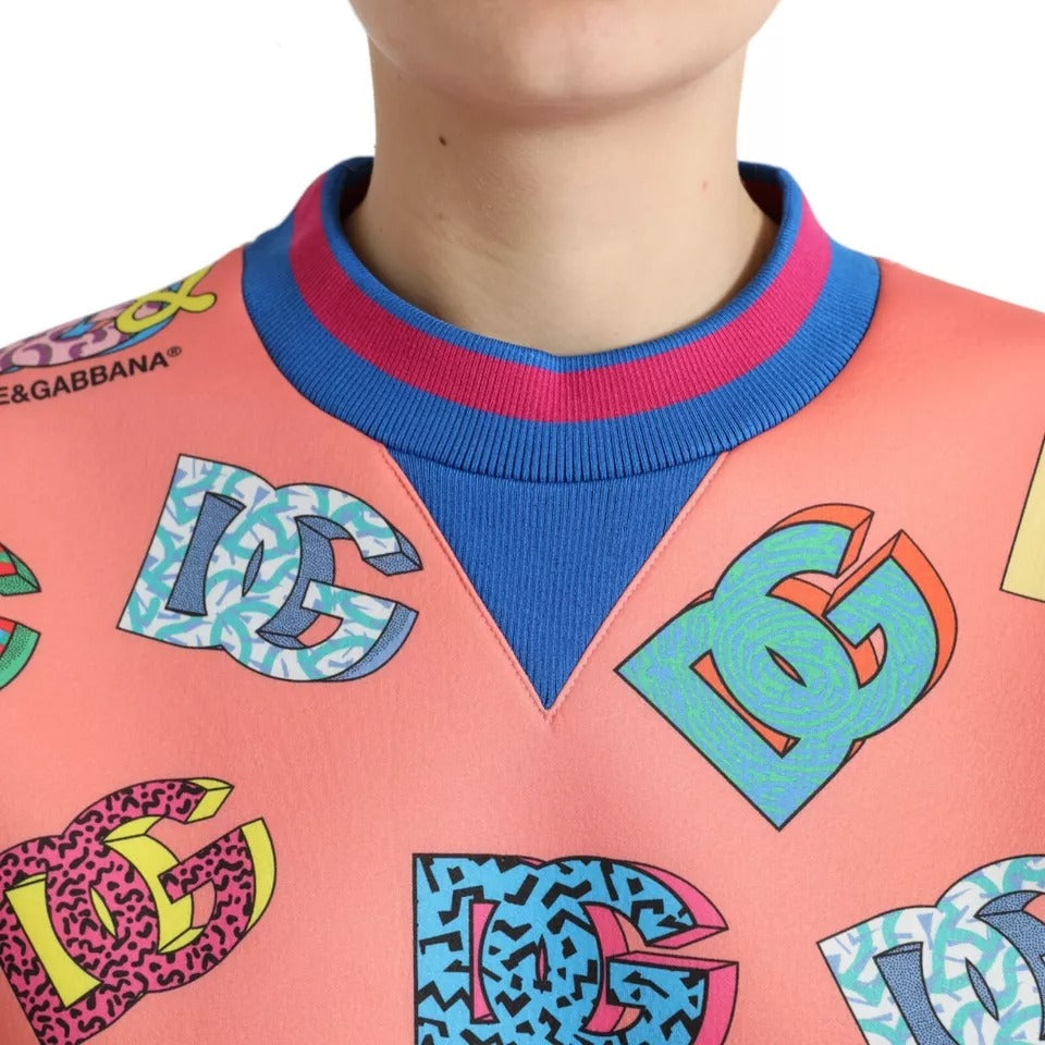 Dolce & Gabbana Salmon Pink Logo Print Sweatshirt