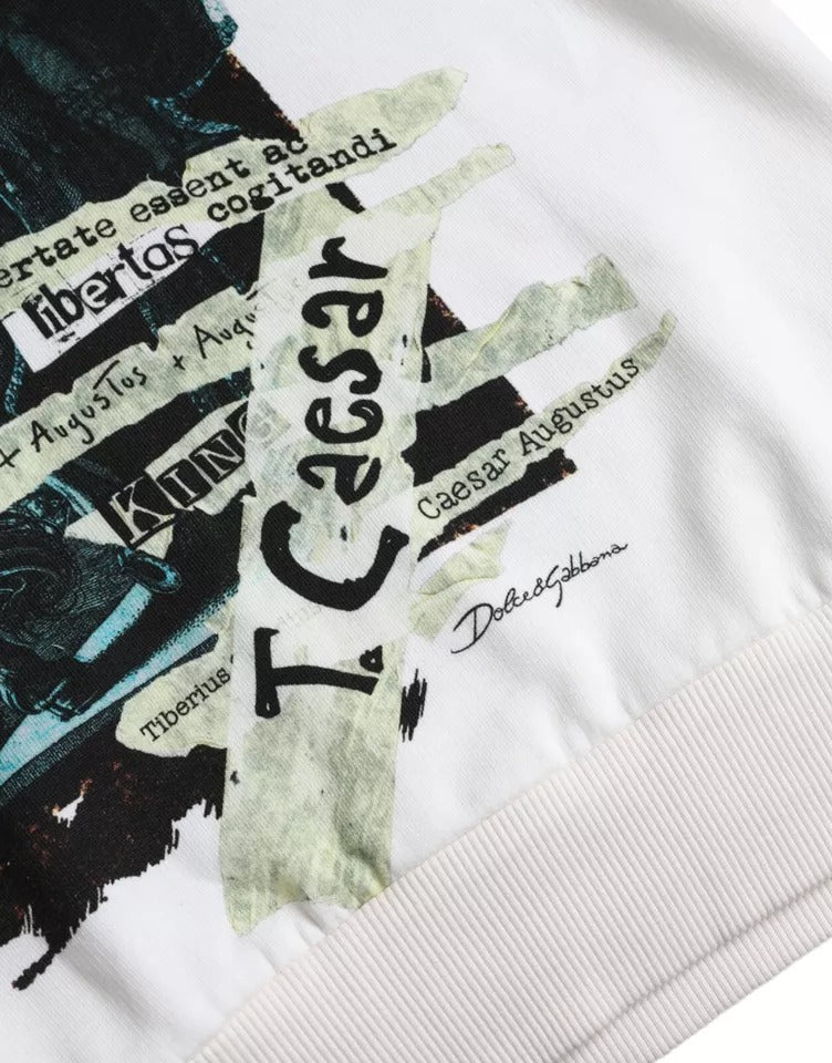 - White Caesar Cotton Hooded Pullover Sweater