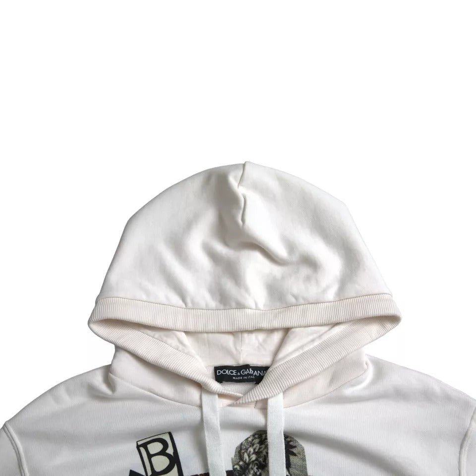 - White Caesar Cotton Hooded Pullover Sweater