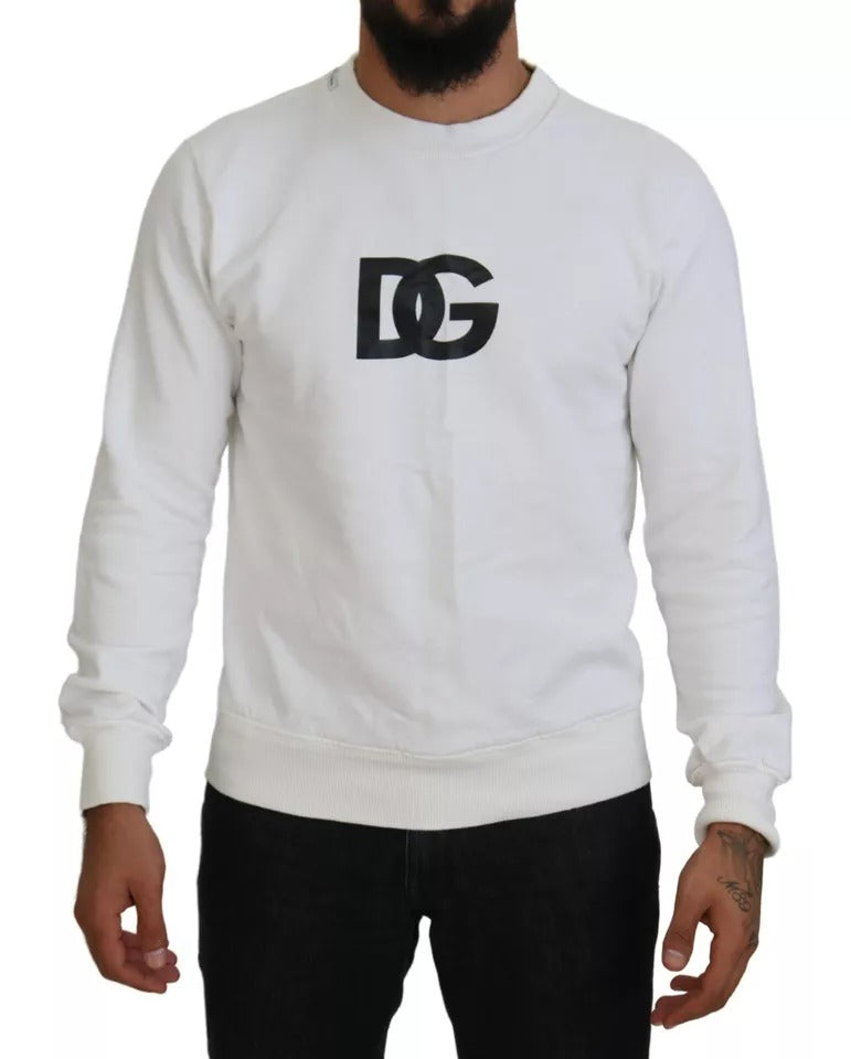 - White Logo Cotton Crew Neck Pullover Sweater
