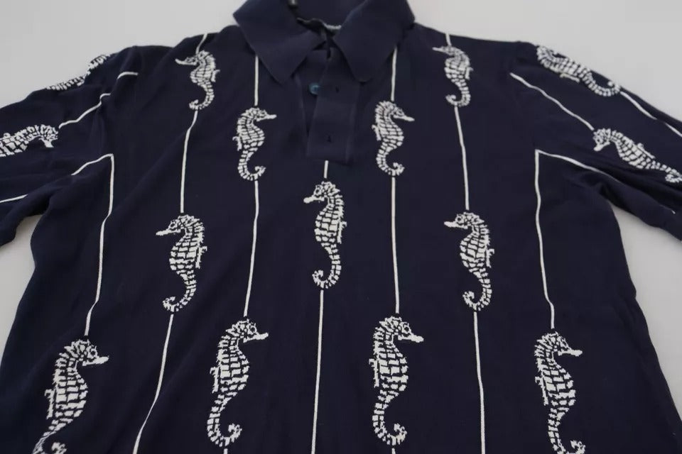- Dark Blue Sea Horse Collared Polo T-shirt