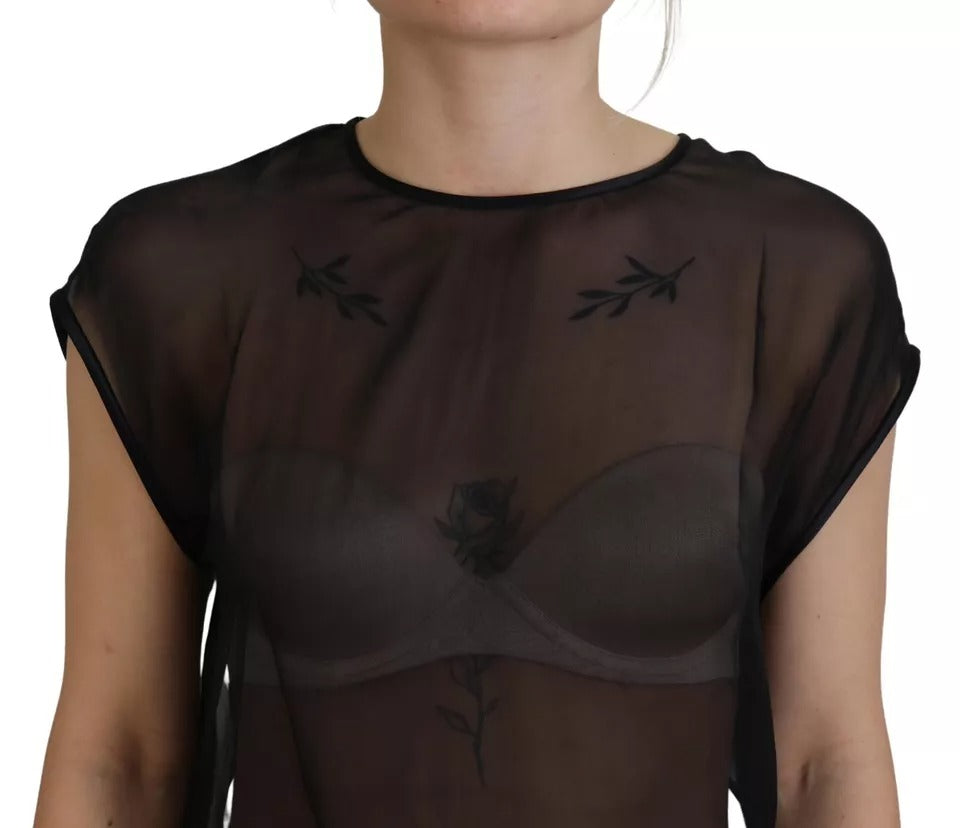 Black Mesh Transparent Blouse Pullover Top - The Luxe Alliance