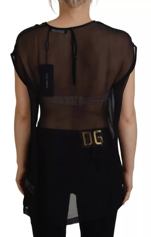 Black Mesh Transparent Blouse Pullover Top - The Luxe Alliance