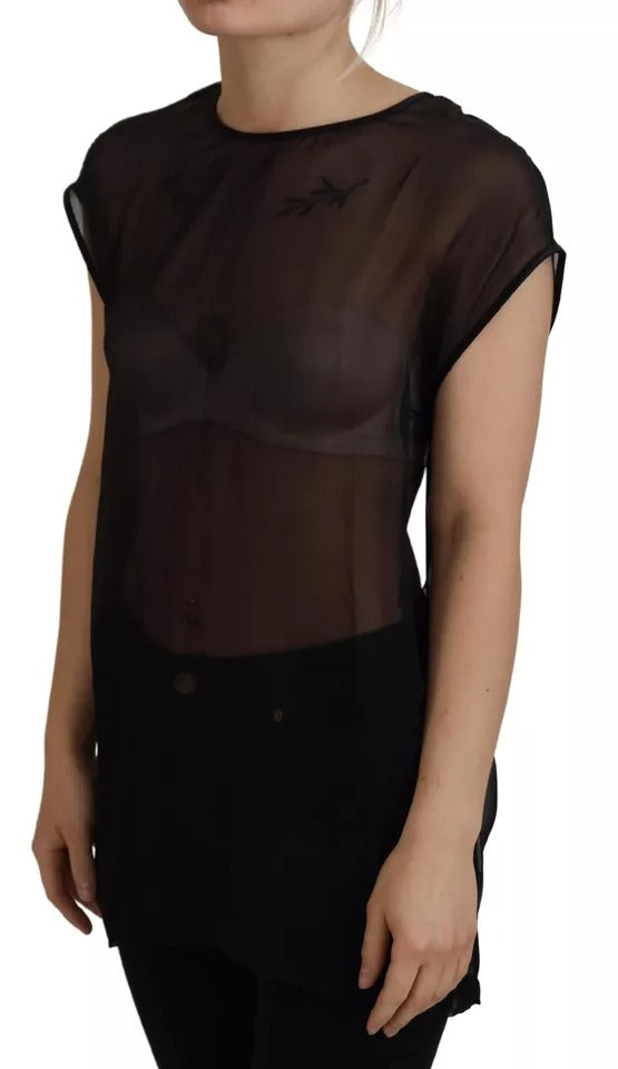 Black Mesh Transparent Blouse Pullover Top - The Luxe Alliance