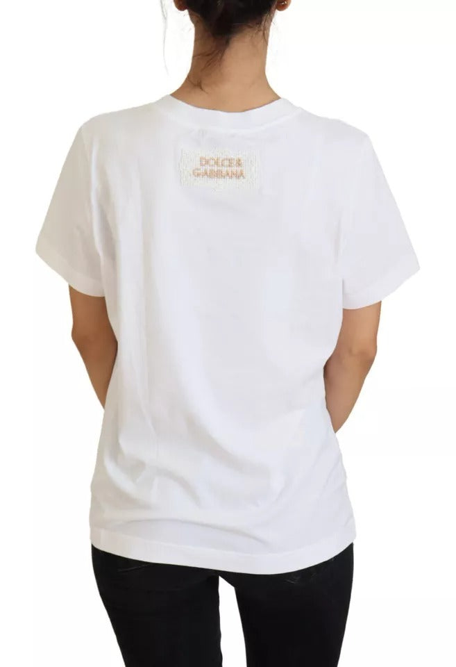- Optical White Printed Short Sleeves Top