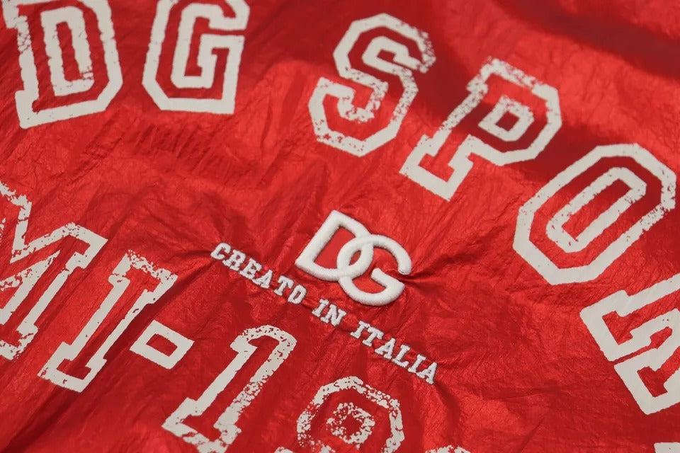 - Red Nylon Logo Print Sleeveless Jersey Top