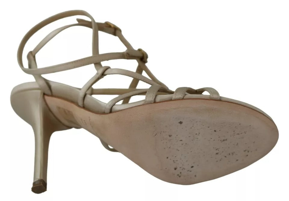 - Gold Silk Ankle Strap Heels Sandals Shoes