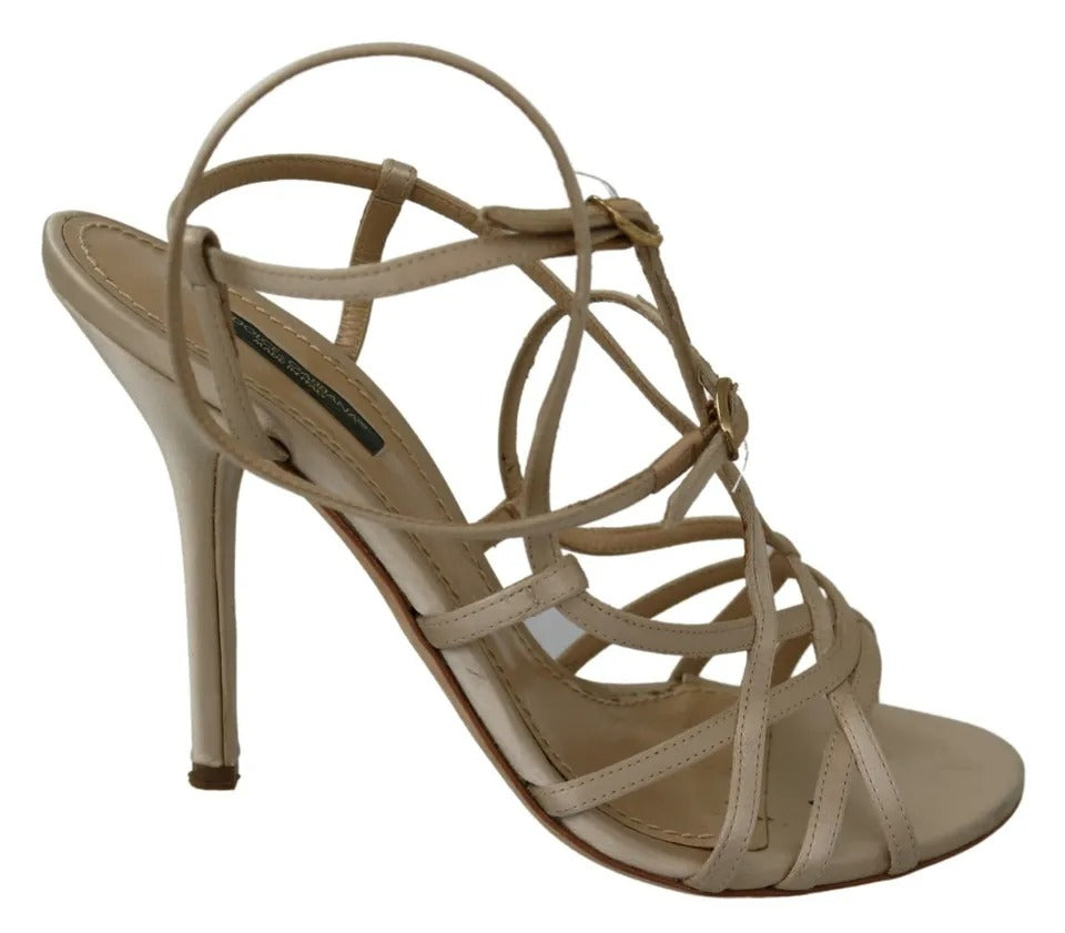 - Gold Silk Ankle Strap Heels Sandals Shoes