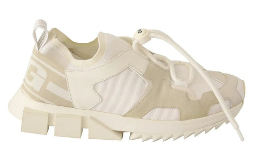 - White Fabric Suede Sorrento Lace Up Sneakers Shoes