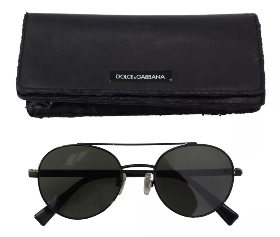 - Matte Black Steel Frame Green Lens DG2245 Sunglasses