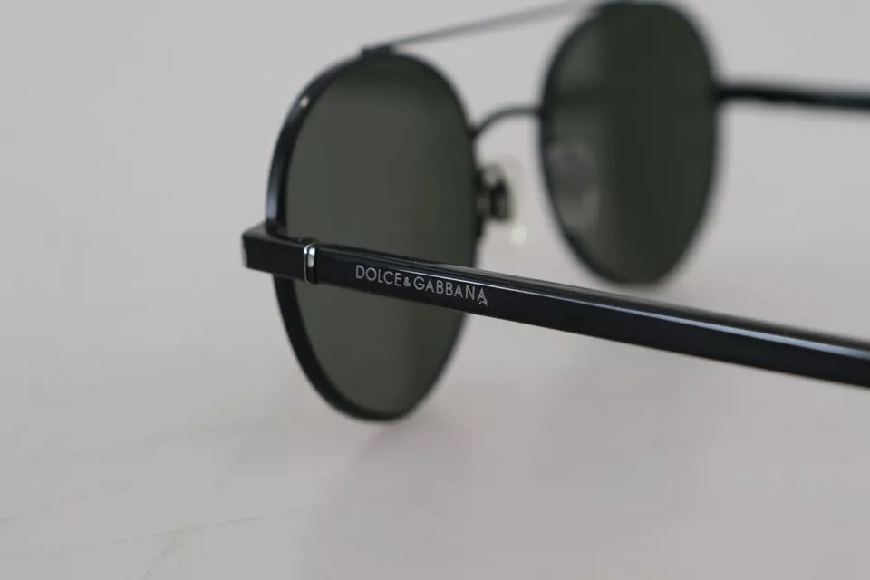 - Matte Black Steel Frame Green Lens DG2245 Sunglasses