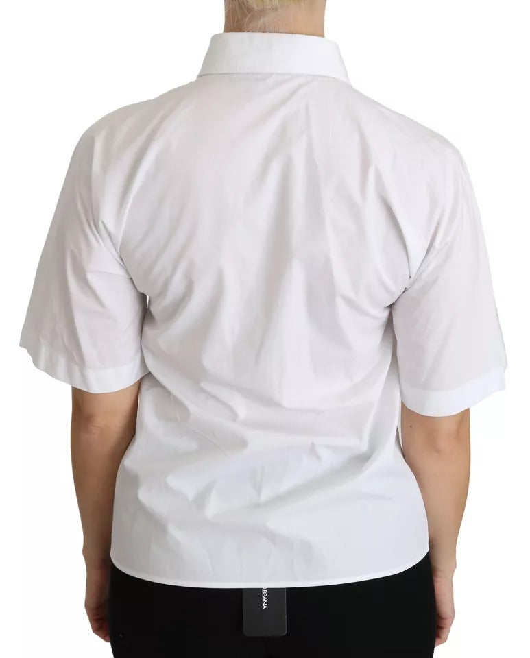 - White Collared Short Sleeve Polo Shirt Top