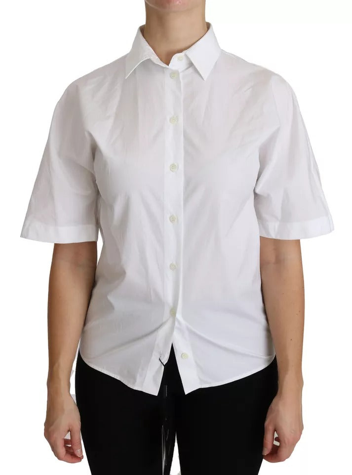 - White Collared Short Sleeve Polo Shirt Top