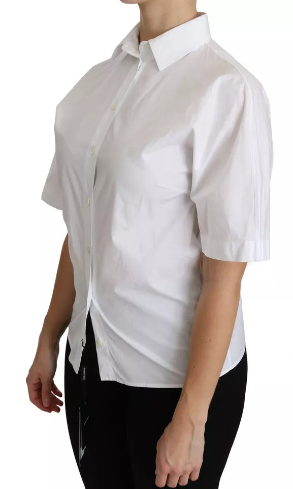 - White Collared Short Sleeve Polo Shirt Top