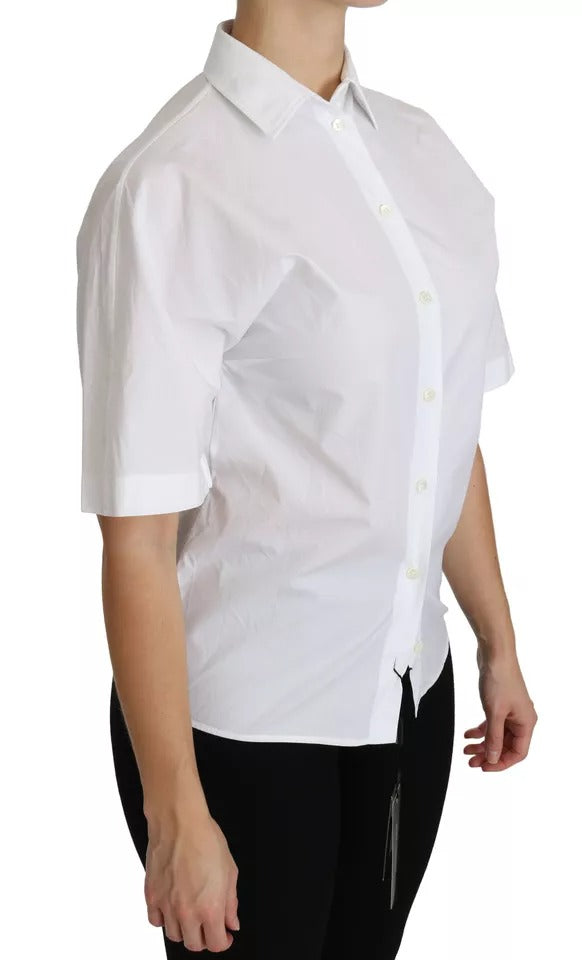 - White Collared Short Sleeve Polo Shirt Top