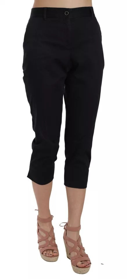 - Black Cotton Cropped Capri Pants