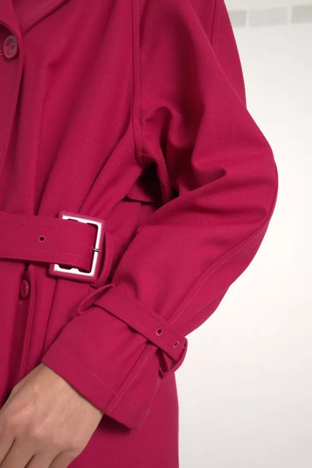 - Dark Pink Double Breasted Trench Coat Jacket