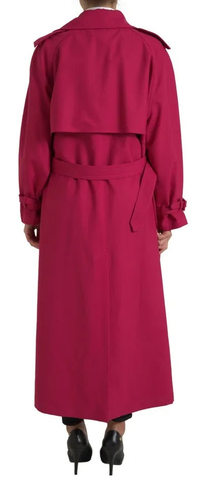 - Dark Pink Double Breasted Trench Coat Jacket