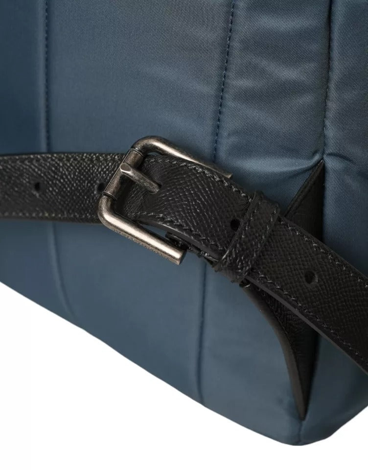 - Blue Nylon #DGFamily Patch Men Backpack Bag