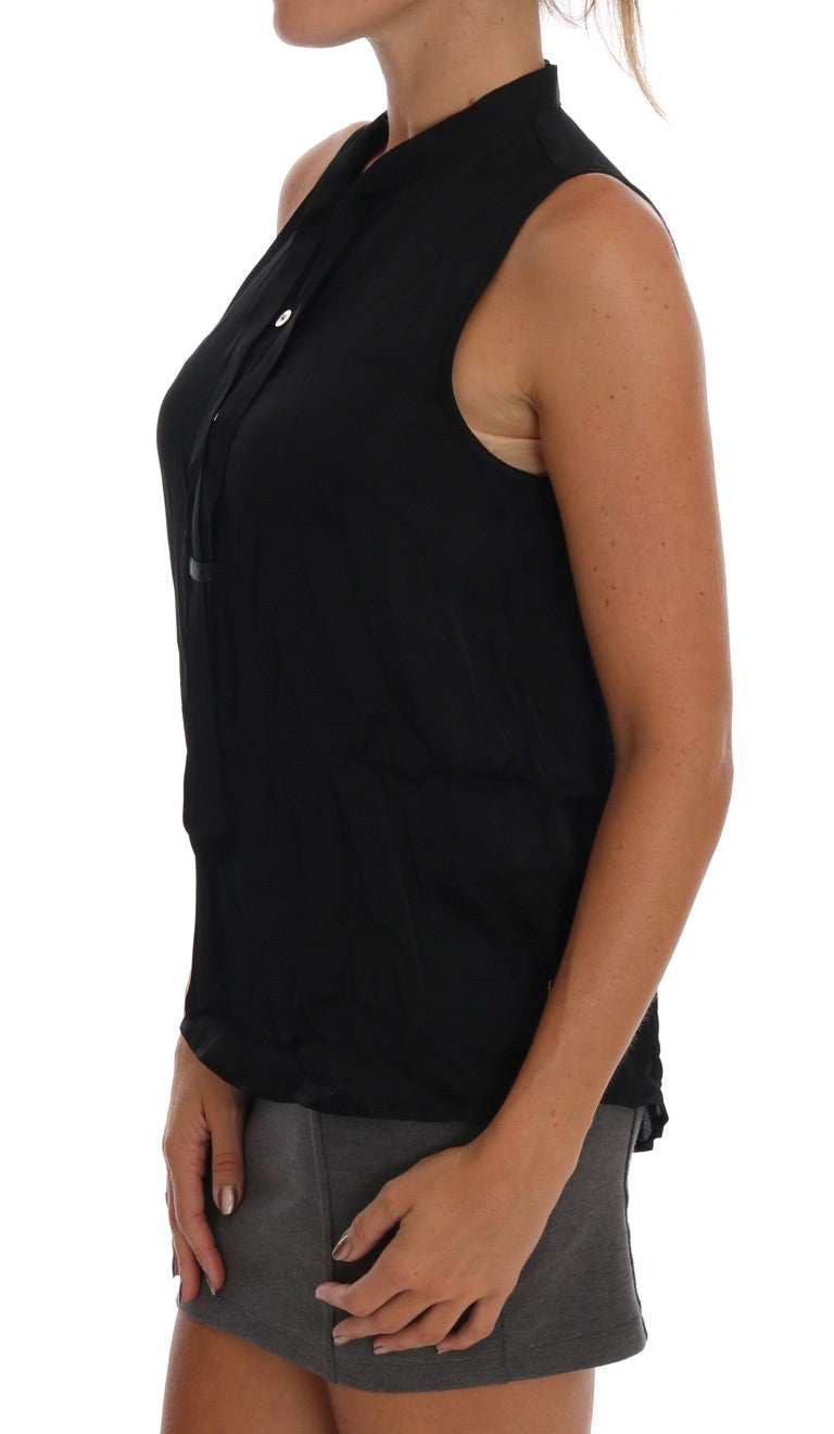 - Chic Sleeveless Black Shirt Blouse