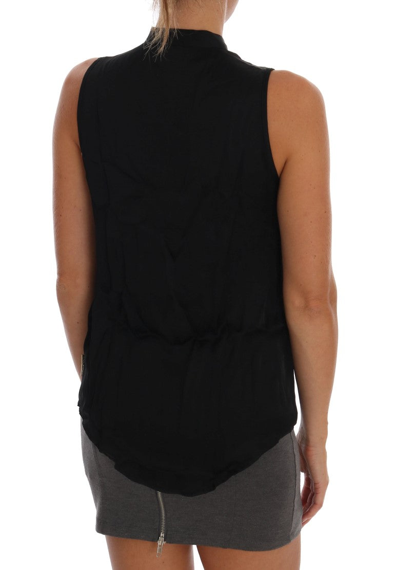 - Chic Sleeveless Black Shirt Blouse