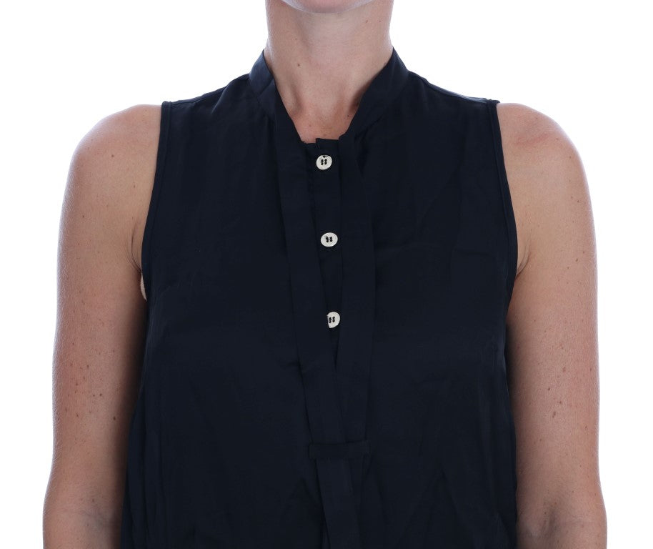 - Chic Sleeveless Black Shirt Blouse