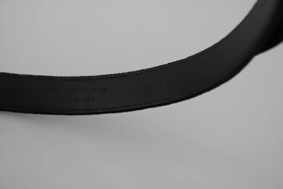 - Black Velvet Leather Silver Buckle Belt