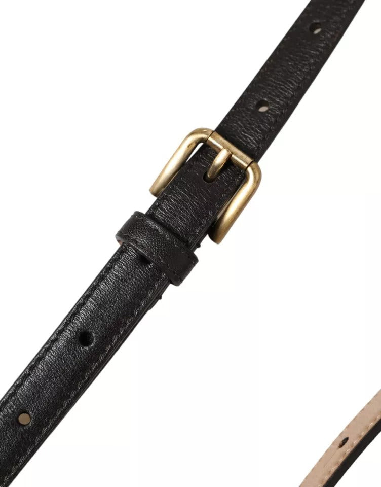 - Dark Brown Leather Gold Metal Buckle Women Belt
