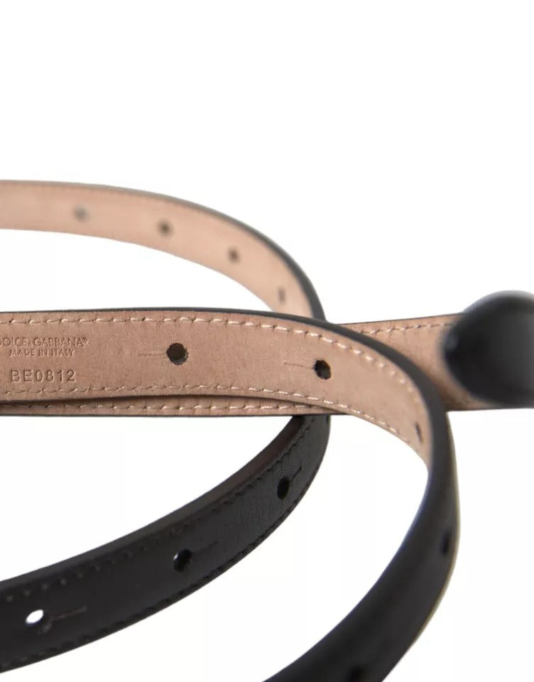 - Dark Brown Leather Gold Metal Buckle Women Belt