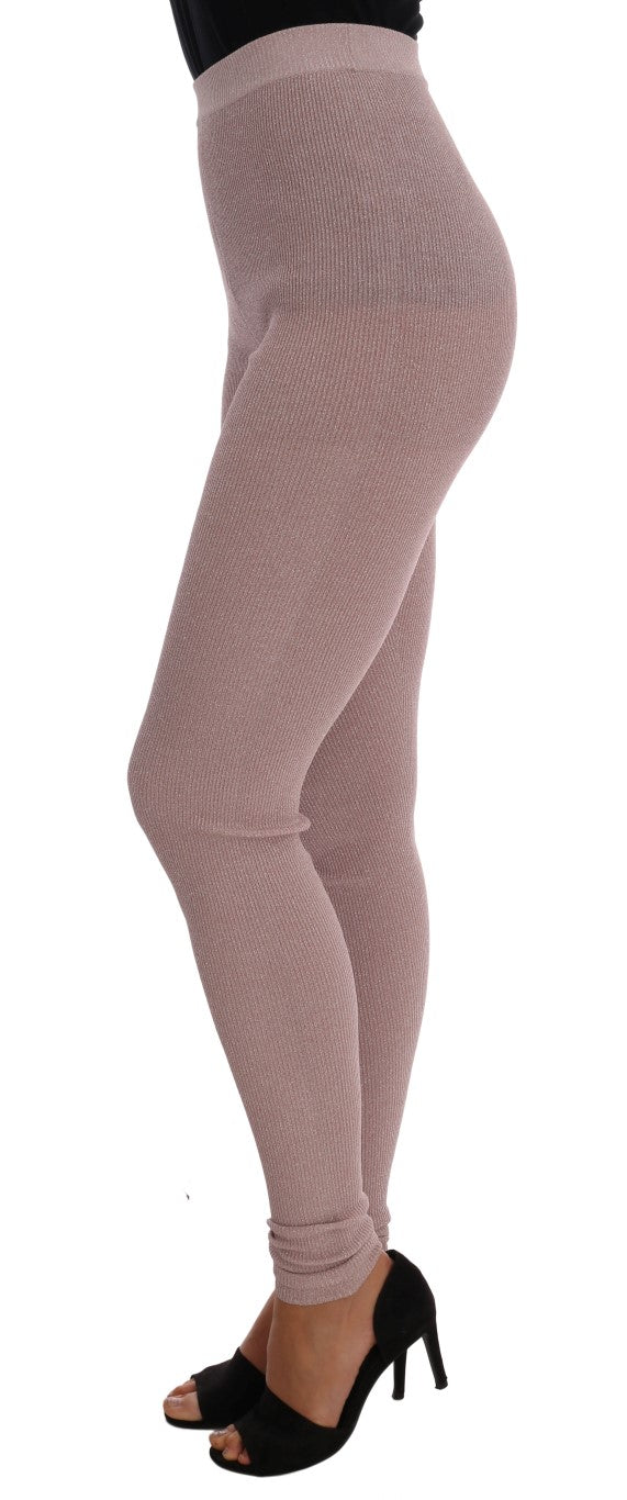 - Elegant Pink Mid-Waist Stretch Pants