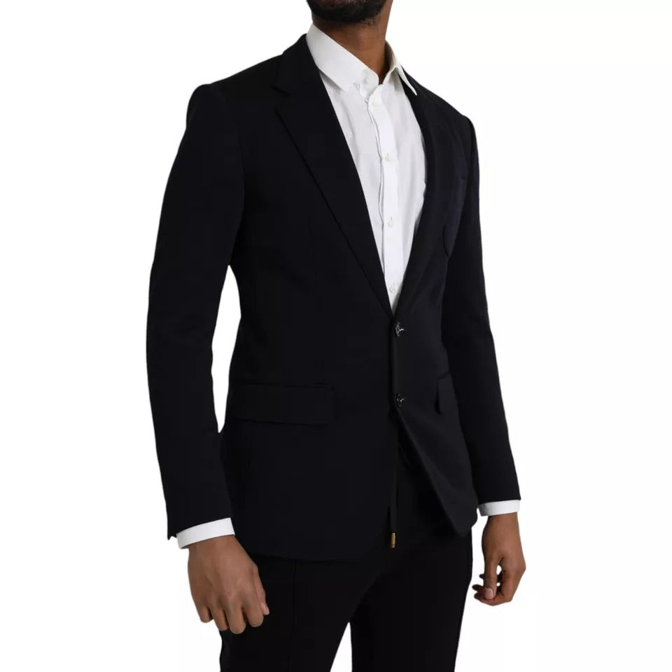 - Blue Wool Notch Single Breasted Coat Blazer