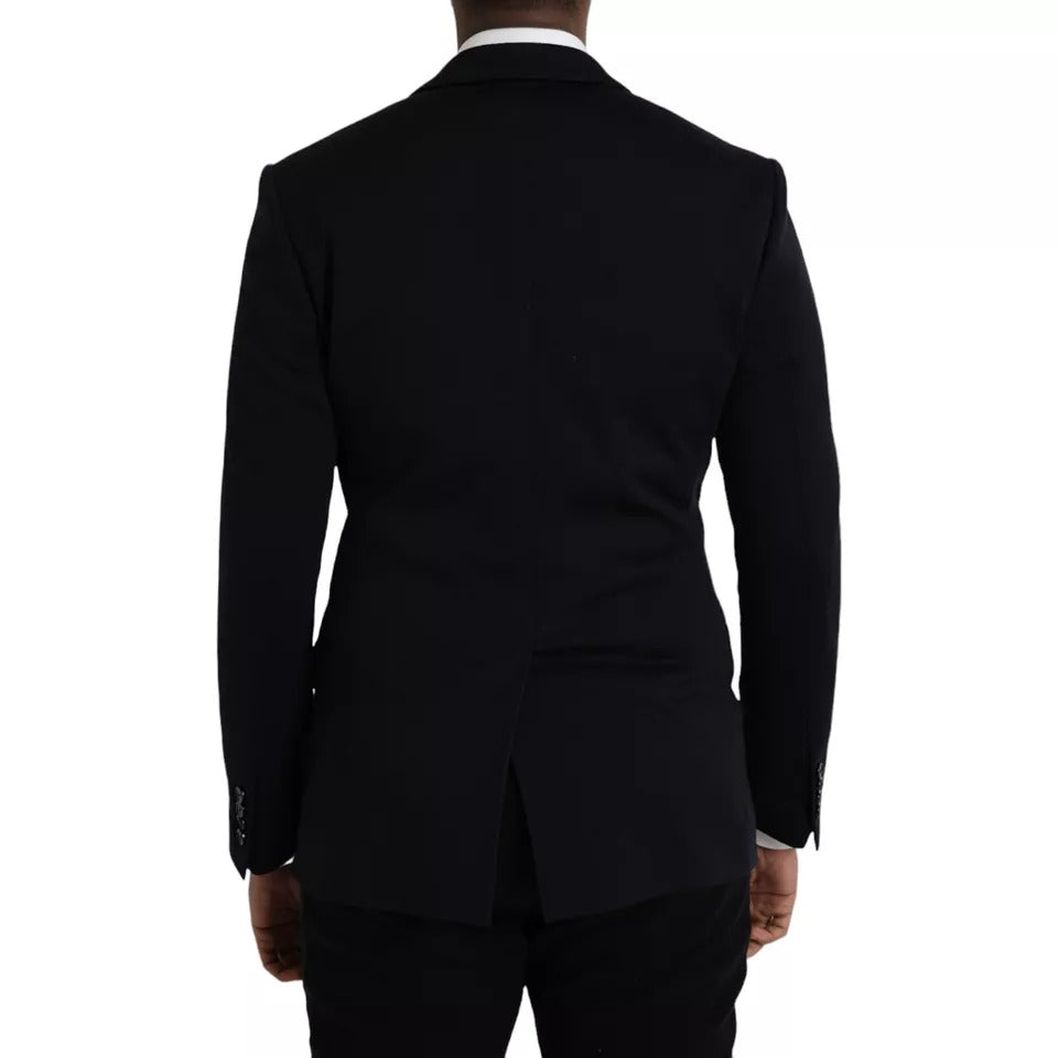 - Blue Wool Notch Single Breasted Coat Blazer