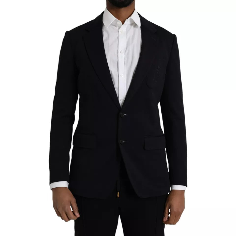 - Blue Wool Notch Single Breasted Coat Blazer
